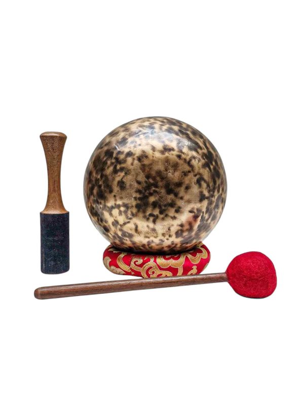 Full Moon Bowl – Moon Carved, Buddhist Hand Beaten